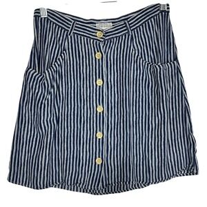 Cooperative Striped Button Front‎ Mini Skirt Pockets Blue White Size 4